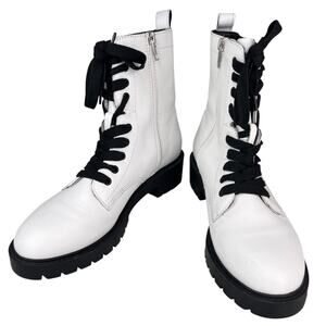 Steve Madden Checker Combat Boots White 9